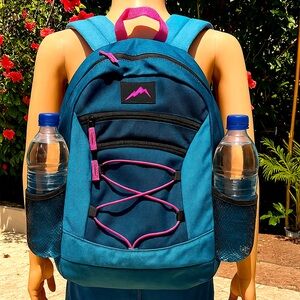 Backpack New Aqua Full Zip Front Elastic Mesh Pockets Unisex